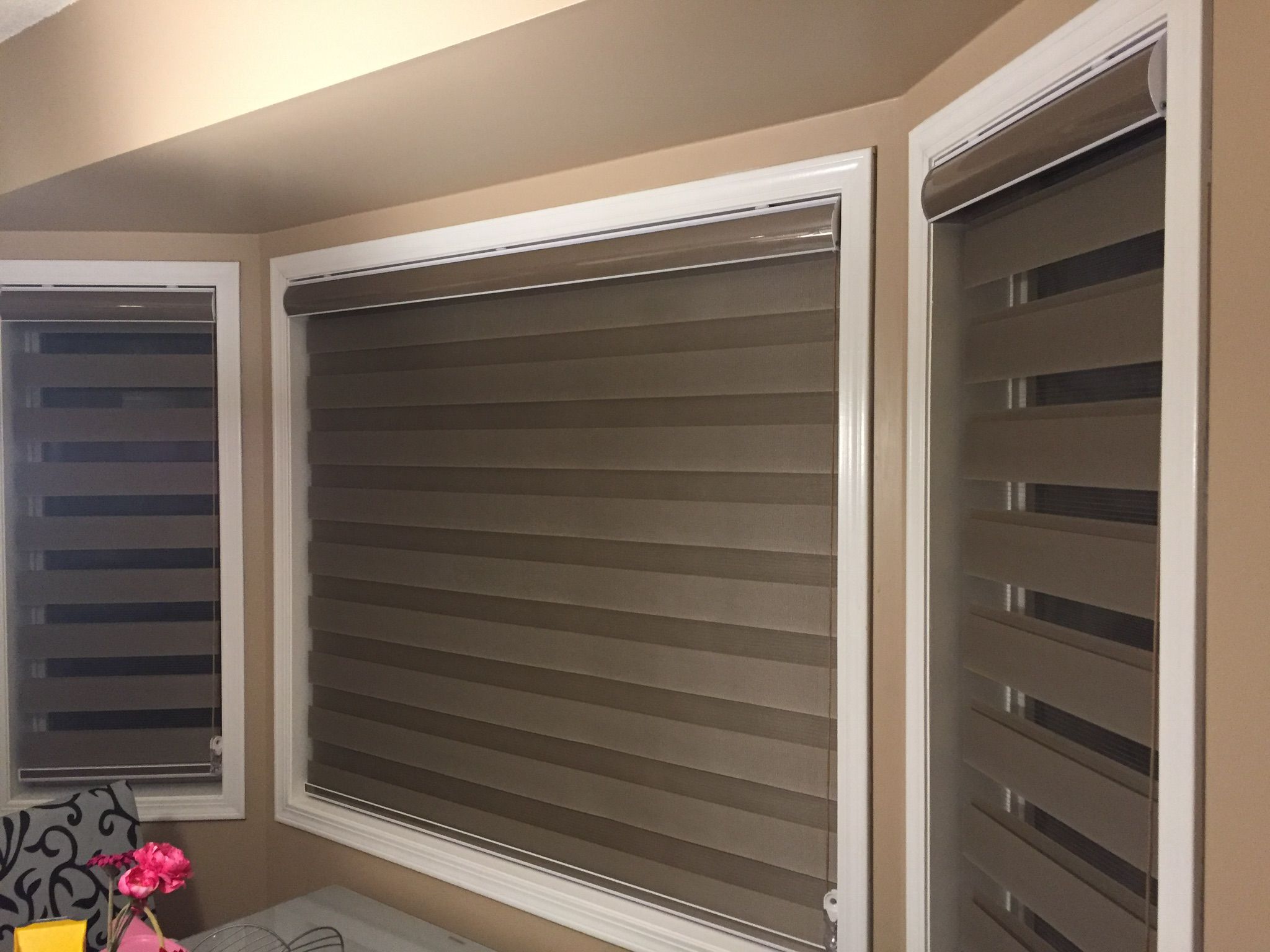 Custom zebra blinds available in Richmond, Surrey, and other Canadian cities for privacy and elegance